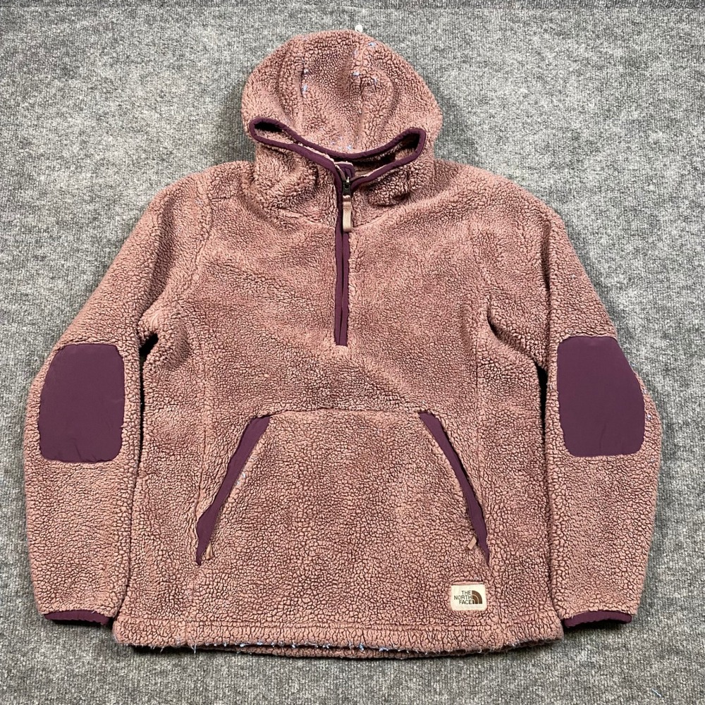 The North Face Dunraven Sherpa Fleece 1/4 Zip Hoodie Rose Women Medium NF0A4R7B